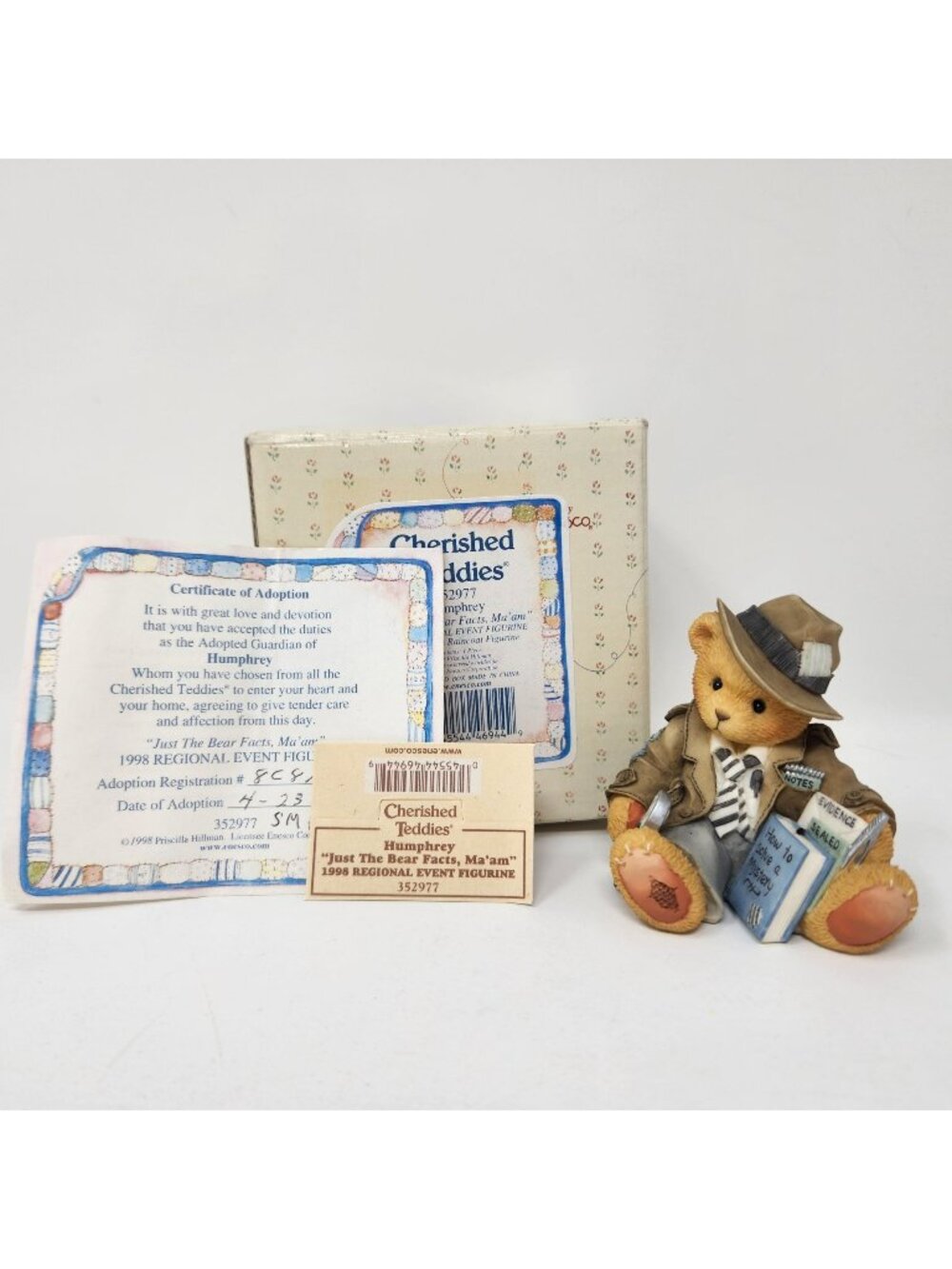 Cherished Teddies Humphrey Detective In Raincoat Figurine 1998 Regional Event